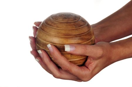 beautiful hands with fresh manicured nailsの写真素材