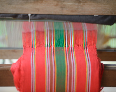 Cloth before  and after  of weaving process.の写真素材
