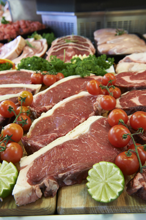 Display Of Fresh Meat In Butcher's Storeの写真素材