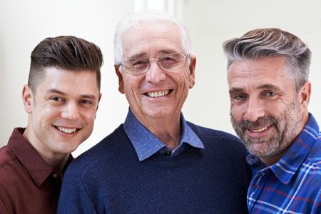 Male Multi Generation Portrait At Homeの写真素材