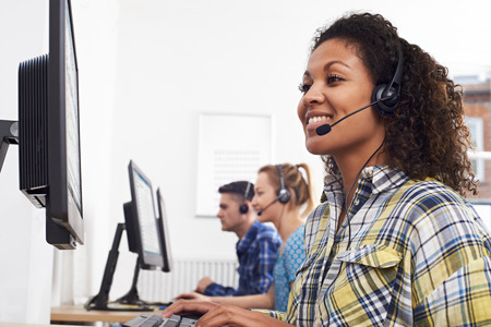 Female Customer Services Agent In Call Centre