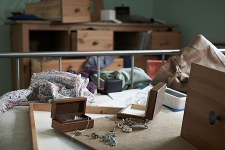 Bedroom Ransacked During Burglaryの写真素材