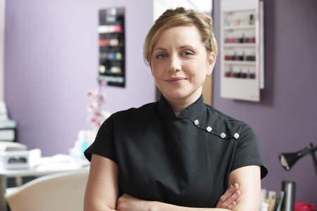Portrait Of Owner Of Beautician In Salonの写真素材