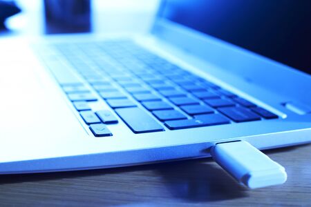 Data Being Illegally Downloaded From Computer Onto Memory Stickの写真素材