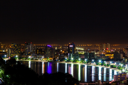 Nighttime Pattaya panorama from topの写真素材