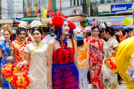 Street performance for Chinese Hungry Ghost festival (Por Tor) at old Phuket Town (Thailand, 2016)のeditorial素材