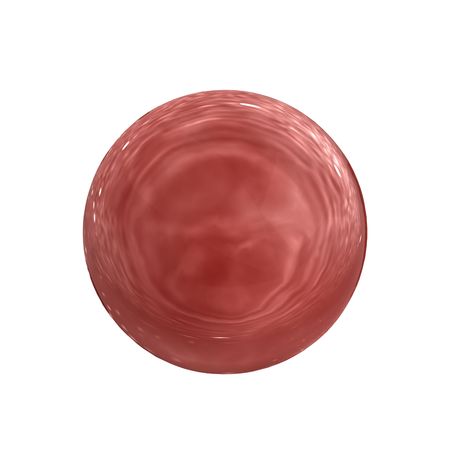 3d rendering of a red glass sphere over white background, isolatedの写真素材