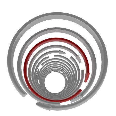 3d arrow circles perspective, over white, isolated