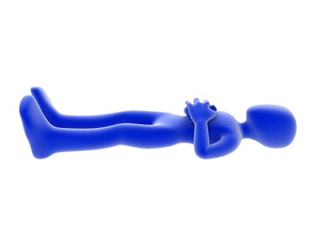 Blue 3d figure lying, over white, isolatedの写真素材