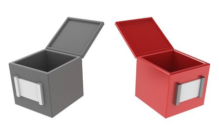 2 open 3d boxes, isolated