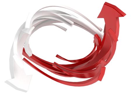 2 masses of 3d arrows, isolatedの写真素材