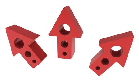 3 red arrows, over white, isolated