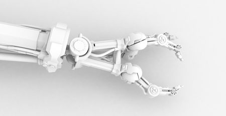 3d robotic hand, over white, isolatedの写真素材