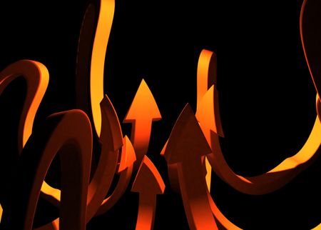 Illuminated Orange 3d Arrows, isolatedの写真素材