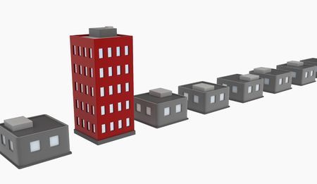 Cartoon 3d buildings, over white, isolatedの写真素材