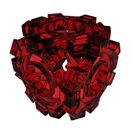 3d Glass Gear Cube, isolatedの写真素材