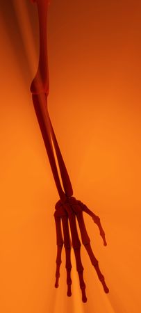 3d cartoon skeleton arm, illuminatedの写真素材