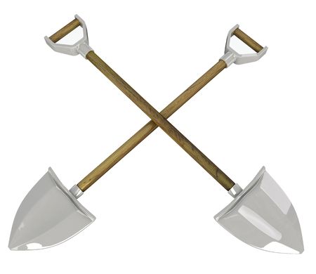 Isolated 3d work-tools, crossed shovelsの写真素材