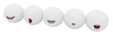 Line of 3d mouth expressions, over whiteの写真素材
