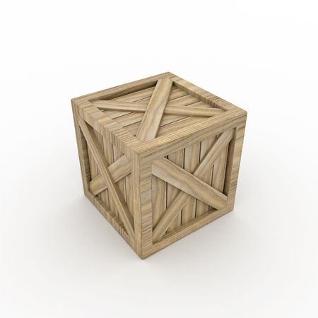 Wooden 3d cargo crate, isolatedの写真素材