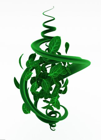 Green 3d vine plant and leaf abstractの写真素材