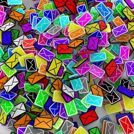 Many small 3d email message symbols, squareの写真素材