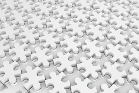 White 3d jigsaw puzzle piece tile background, horizontalの写真素材