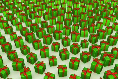 Various wrapped gift boxes, 3d backgroundの写真素材