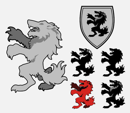 Heraldic Wolf vector design element, several color variantsのイラスト素材