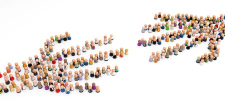 Crowd of small symbolic 3d figures, isolatedの写真素材