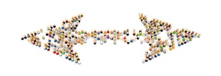 Crowd of small symbolic 3d figures, isolated