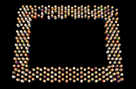 Crowd of small symbolic 3d figures, isolatedの写真素材