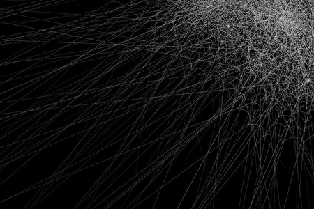 White 3d spiderweb over black background, horizontalの写真素材