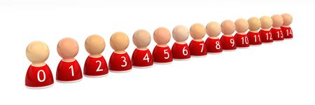 Numbered small symbolic 3d figures, isolated