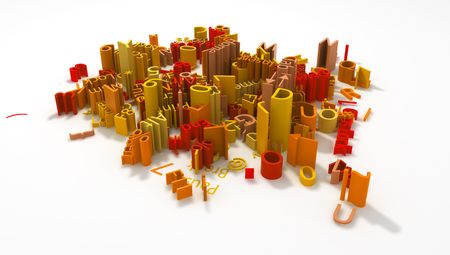Colored 3d surface lettering abstract illustration, isolated