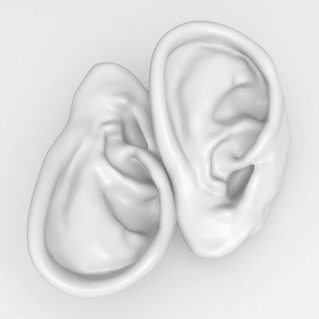 Isolated 3d human ear models, over whiteの写真素材