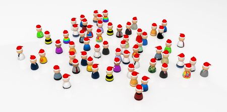 Crowd of small symbolic 3d figures, isolatedの写真素材