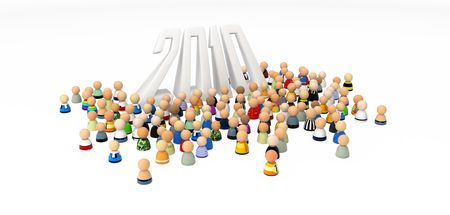 Crowd of small symbolic 3d figures, isolatedの写真素材