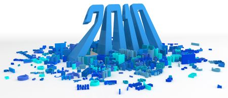 Isolated 3d 2010 new year sign abstract, over whiteの写真素材