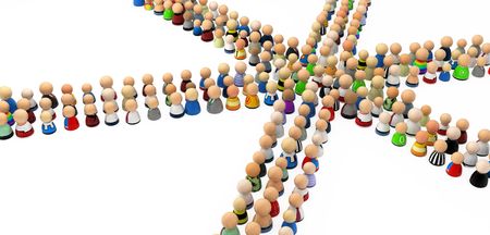 Crowd of small symbolic 3d figures, isolated