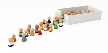 Crowd of small symbolic 3d figures, isolated