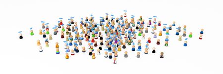 Crowd of small symbolic 3d figures, isolated