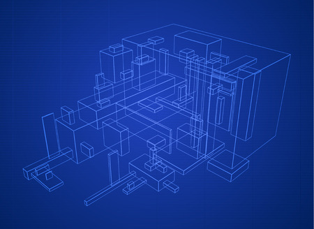 Abstract vector box build structure blueprint designのイラスト素材