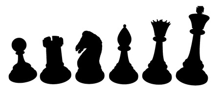 Set of vector chess piece silhouettes, isolatedのイラスト素材