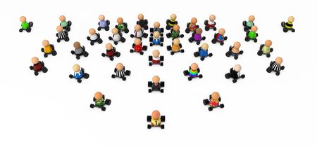 Crowd of small symbolic 3d figures, isolatedの写真素材