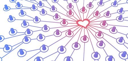 Many small symbolic 3d figures linked by lines, isolatedの写真素材