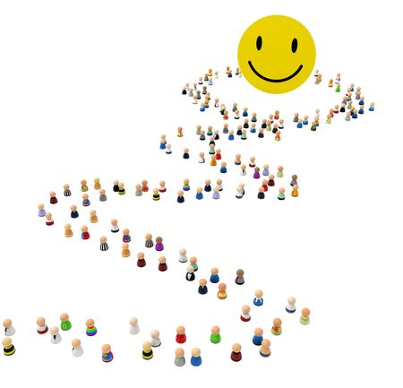 Crowd of small symbolic 3d figures, over white
