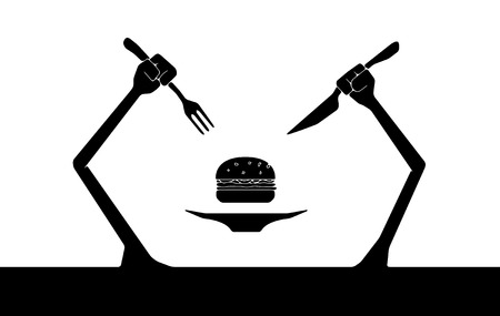 Abstract meal theme  illustration, black and whiteのイラスト素材