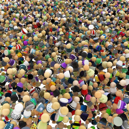 Big crowd of small symbolic 3d figuresの写真素材