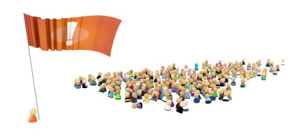 Crowd of small symbolic 3d figures, over white, isolatedの写真素材